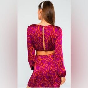 NWPT Le Lis Boutique Collection Purple & Gold Printed Mini Dress – XS